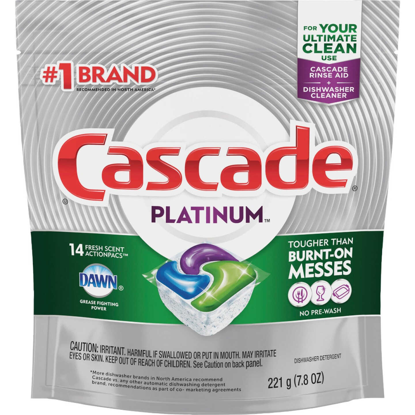 Cascade Platinum ActionPacs Dishwasher Detergent Pods, Lemon, 48 Count